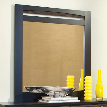 Zen Dresser Panel Mirror with Sweeping Arc Lines